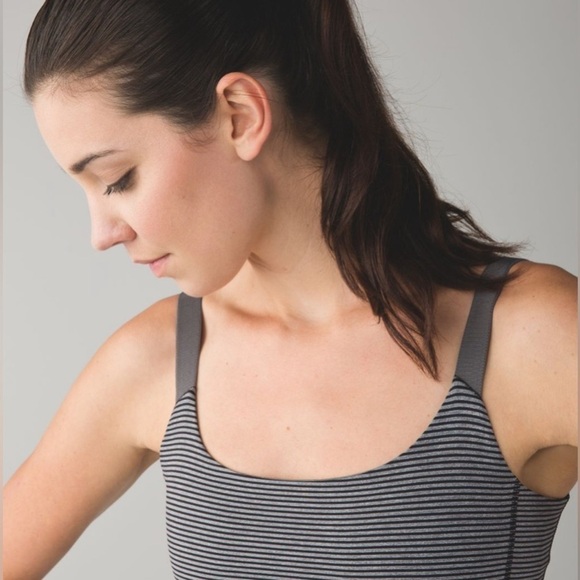 Lululemon Barre None Built In Bra Tank in Mini Pop Stripe Heathered Slate Black - Picture 3 of 12